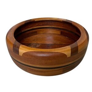 Vintage Handcrafted Segmented Wooden Bowl